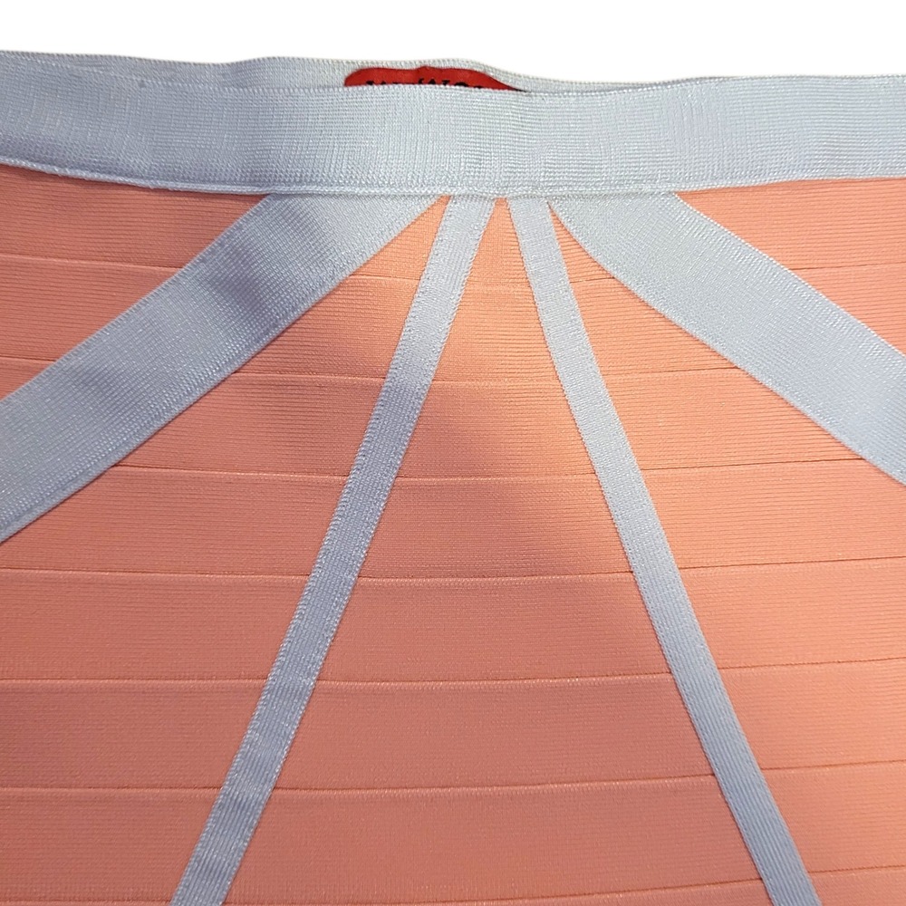 Sunburst Sculpting Bandage Mini Skirt M Coral Peach Snatching Hourglass‎ Baddie - Picture 2 of 5